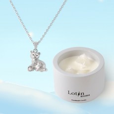 【Lotin】香氛蠟燭禮盒組(白水晶 飾品自選) - 居家香氛 禮品首選, 北極小熊鎖骨鍊