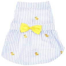 THE WORTHY DOG 鴨子圖案寵物條紋連衣裙, 淺藍