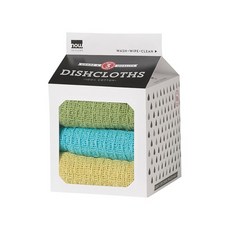 now DESIGNS 素色洗碗布組, 3片, 黃綠色+綠松石+葉子