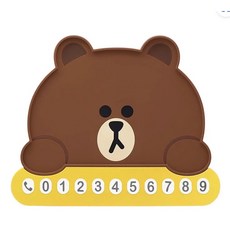 GARMMA LINE FRIENDS 熊大 汽車儀表台手機防滑墊 臨時停車號碼牌, 棕色和黄色, 1個