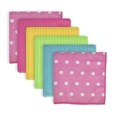 DESIGN IMPORTS 超細纖維圓點洗碗布廚房交叉套組 2, 1個, 粉色