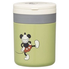Skater 米奇老鼠摺疊式手把保溫保冷食物罐 LJFO3AG, 1個, 300ml, 象牙色+灰色+綠色