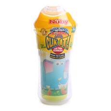 Nuby Click-it防熱防漏吸管冷水杯 270ml, 1個, 黃色