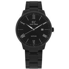 EROS CERES 簡約時尚羅馬刻度日期不鏽鋼手錶 鍍黑 GQ34328BK-BK 43mm