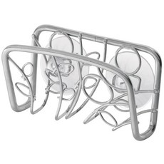iDESIGN Interdesign Twixes吸盤水槽菜瓜布架, 1個, 銀