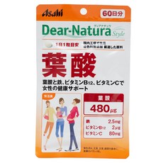 Asahi 朝日 Dear Natura Style葉酸&鐵&鈣錠, 1包, 60顆