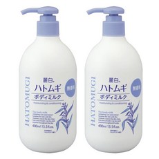 KUMANO 熊野油脂 按壓瓶裝麗白薏仁身體乳液 無香味, 2瓶, 400ml