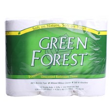 GREEN FOREST Premium Unscented廁用捲筒衛生紙, 12捲, 1組