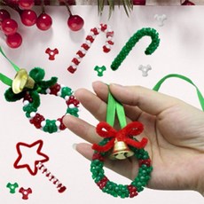 聖誕花環材料包 DIY手作聖誕裝飾, 紅、綠、白, 1個