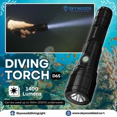 【翔準 台灣代理 SKYWOODS】D6S 潛水手電筒 水陸兩用 夜潛戶外防水 自由潛水 保固小琉球 海底 潛水, 詳見包裝