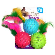Classy Kitty 羽毛球貓玩具, 3片, 混色
