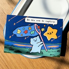 Trumeow 可愛貓咪造型明信片 療癒系手繪風 傳遞祝福與心意, 飛鼠捕星星