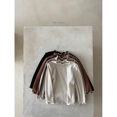 【現貨附發票_Haru】Thelala 捲邊坑條紋打底衣，柔軟舒適，多色可選，高彈力，簡約易穿脫, 黑色