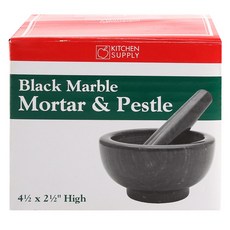 Kitchen Supply 大理石研缽和研杵套組 11.4 x 6.4cm, 黑色的, 1個