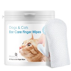【Arf Arf 旺芙】寵物指套濕巾40入，溫和清潔耳垢髒汙，指套設計方便使用，保持寵物耳朵健康, 40枚