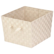 honey can do 編織帶手提包籃 L, 1個, 奶油