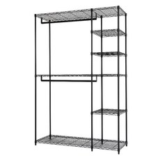 品樂生活 台灣製六層雙桿衣架附布套 (夜慕黑/45x120x180或210cm), 夜慕黑, 1組