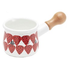 plune. 房子印花琺瑯單柄牛奶鍋, 1個, 紅草莓, 10.3 厘米