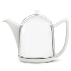 Bredemeijer 陶瓷舒適曼托茶壺, 1.5L, 不銹鋼+彈簧白