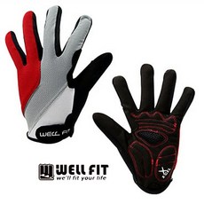 WELL FIT 威飛客 X-GEL 吸排全指自行車專業手套 專業全指設計 吸濕排汗 減震耐磨, 紅