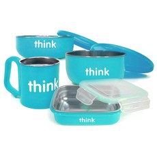 thinkbaby The Complete幼兒餐具 4件組, 1個, 淺藍