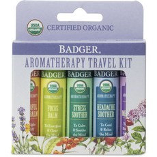 BADGER 精油香膏旅行組 5款, 1組, 愉悅提神香氛+專注力提升香氛+壓力舒緩香氛+寧神舒緩香氛+瑜伽冥想香氛