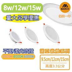 MARCH 諾亞LED崁燈 平面柔光系列 8W 12W 15W 多尺寸色溫可選