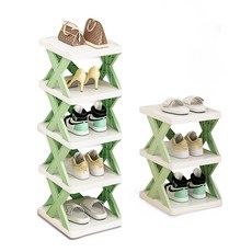 X型簡易鞋架 多層收納鞋架 簡易組裝鞋架 時尚鞋子收納架, 淺綠