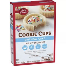 Betty Crocker 餅乾杯生日蛋糕組 399g, 1個, 糖餅乾混合物 + 白色糖霜 + 撒糖 + 烤杯