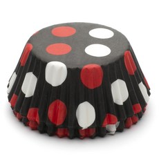 FOX RUN 蓬鬆波點烘焙杯, 50件, 黑+紅