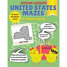 (英文圖書) Stateline Labyrinths: United States Mazes - Easy/Ages 4-7 平裝版, Independently Published, 英文