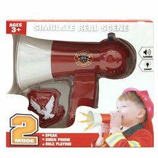 兒童警察消防員聲光大聲公玩具組 - 角色扮演玩具，激發想像力，安全材質, 消防大聲公, 紅色