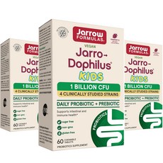 Jarrow FORMULAS 賈羅公式 Jarro Dophilus孩童益生菌益生元口嚼錠 覆盆子口味, 60顆, 3盒