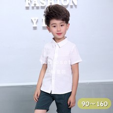 LC.kids男童素面棉質短袖白襯衫：畢業典禮、兒童襯衫、大童襯衫首選