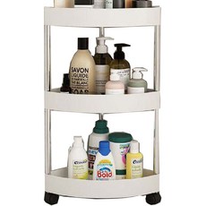 享家品三角形置物架，多層滑輪收納架，浴室廚房客廳適用, 白色, 1個