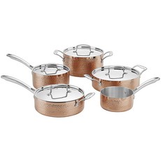 Cuisinart 美膳雅 Hammered系列三層鍋具 5件組, 開傾醬 946.4ml + 平底鍋 2.8L + 炒, 銅