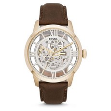 美國FOSSIL Townsman ME3098 復古棕色皮革 鏤空機械錶 男錶