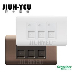 【巨宇電機】施耐德ZENcelo純平系列雙網路電話插座，簡約設計，品質保證，網路電話連接穩定, 鈦空銀+白模組,直式