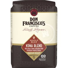 Don Francisco Family Reserve Whole Bean Kona Blend 0.1 科納咖啡混合優質阿拉比卡咖啡豆中度烘焙, 510g, 沒有壓碎, 未研磨