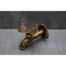 園藝家 蝴蝶銅製水龍頭 精緻復古花園裝飾 耐用黃銅材質 簡便安裝, 1個