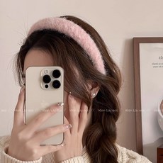 【XIAN ACC】外出百搭毛絨髮箍，女高級感洋氣時尚頭箍，新款洗臉髮卡秋冬頭飾, 1, 粉色