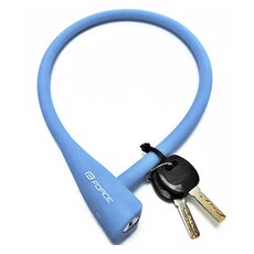 矽膠自行車鑰匙鎖 60cm, 1個, 藍色