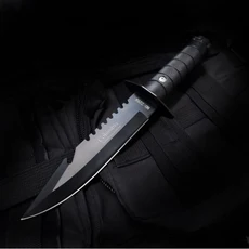 Columbia CP185 軍刀 露營登山求生刀具, 黑色獵刀+刀套, 1個