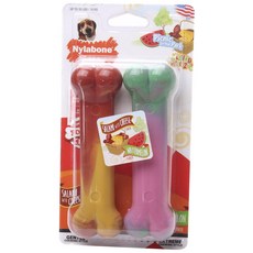Nylabone 臘腸起司口味+西瓜口味骨頭造型寵物狗玩具 16kg以下犬種適用, 2件, 混色