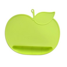元氣寶寶 蘋果造型矽膠防滑餐墊 寶寶餐墊 隔熱墊 食品級矽膠材質, 綠色