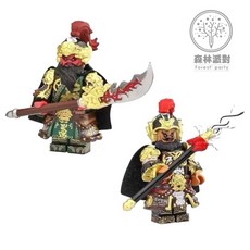 ［台灣現貨］第三方 特裝 重裝-關羽/張飛-多表情-浮雕-獨立開模-組裝型-積木人偶-關雲長/張翼德/模型/玩具/兒童, 詳見包裝, 重裝張飛