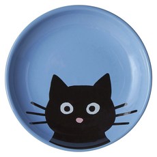 Frisco 寵物貓用貓臉圖案防滑陶瓷餐碗, 1入, 藍色