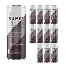 Kitu 超級冷萃咖啡因 L-茶氨酸 濃郁順滑無糖黑色, 12入, 325ml