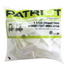 PATRIOT 40 毫米膠帶木柱絕緣子白色, 25件