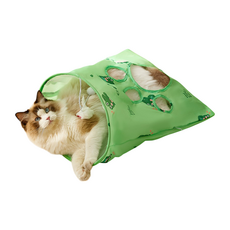 【毛皇上】寵物玩具 響紙貓隧道 袋子貓隧道 折疊貓隧道 貓隧道袋 貓通道 響紙隧道 逗貓玩具 貓咪玩具【WOWWOW】, 恐龍綠款, 1個